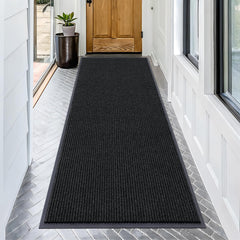 OLANLY Front Door Mat 71x34 black striped design