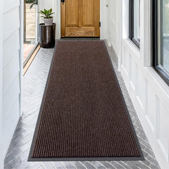 OLANLY Front Door Mat 71x34 tan model front view