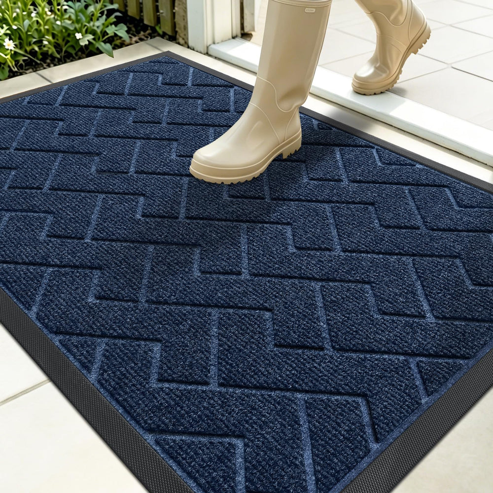 OLANLY Front Door Mat Blue 35x23 front view