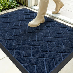 OLANLY Front Door Mat Blue 35x23 front view