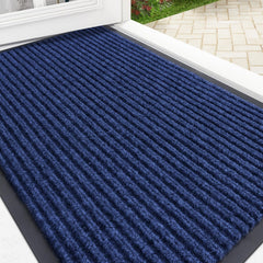 OLANLY Front Door Mat blue colour with modern stripe pattern