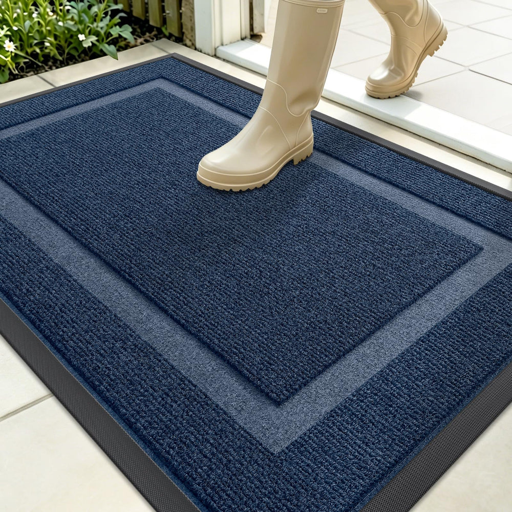 OLANLY Front Door Mat blue model front view