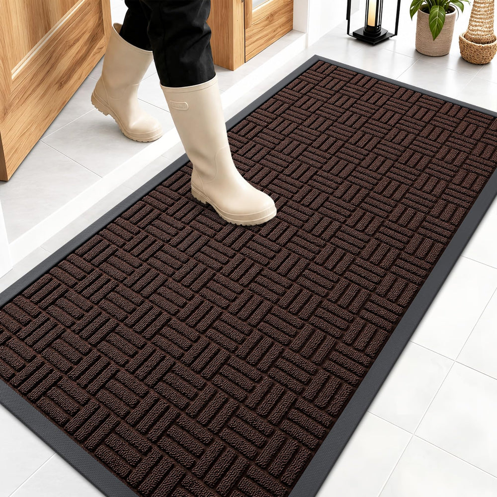 OLANLY Front Door Mat brown color front view