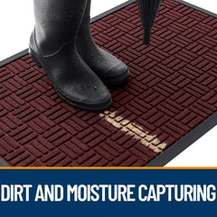 OLANLY Front Door Mat Burgundy texture close-up