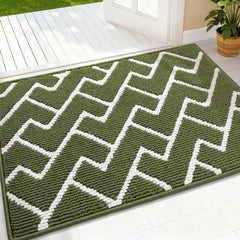 OLANLY Front Door Mat green with modern geometric design