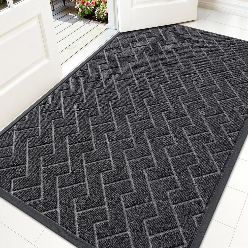 OLANLY Front Door Mat Grey 59" x 34" front view