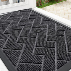 OLANLY Front Door Mat Grey color front view