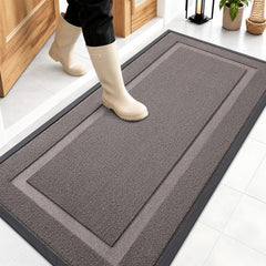 OLANLY front door mat in taupe, 47x23 inches, front view