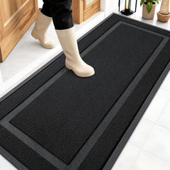 OLANLY Front Door Mat Jet Black front view