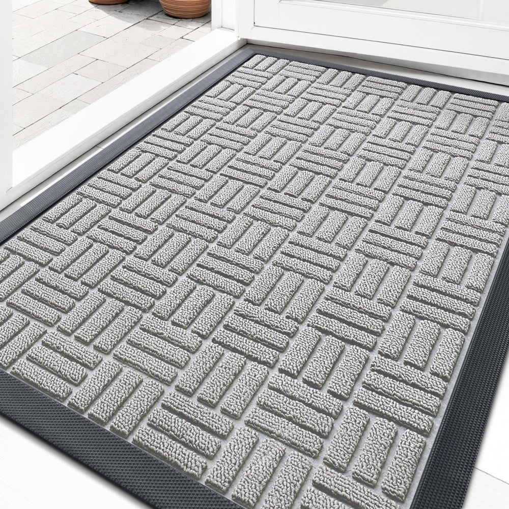 OLANLY Front Door Mat Light Gray 29.5x17 inches front view