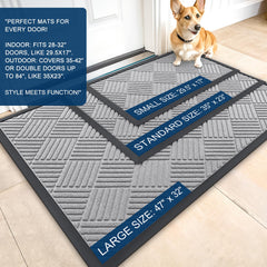 OLANLY Front Door Mat Light Gray Diamond side view