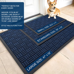 OLANLY Front Door Mat Navy Blue side view