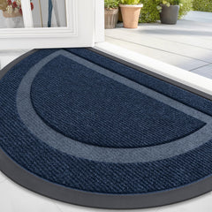 OLANLY Half Circle Door Mat blue front view