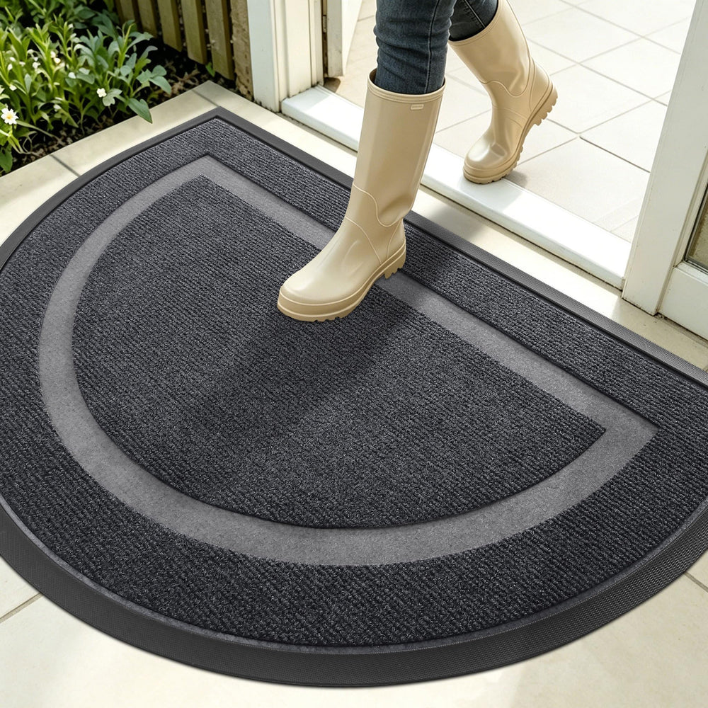 OLANLY Half Circle Door Mat front view, grey colour