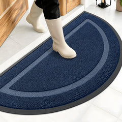 OLANLY Half Circle Door Mat front view in blue