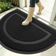 OLANLY Half Circle Door Mat front view in Jet Black