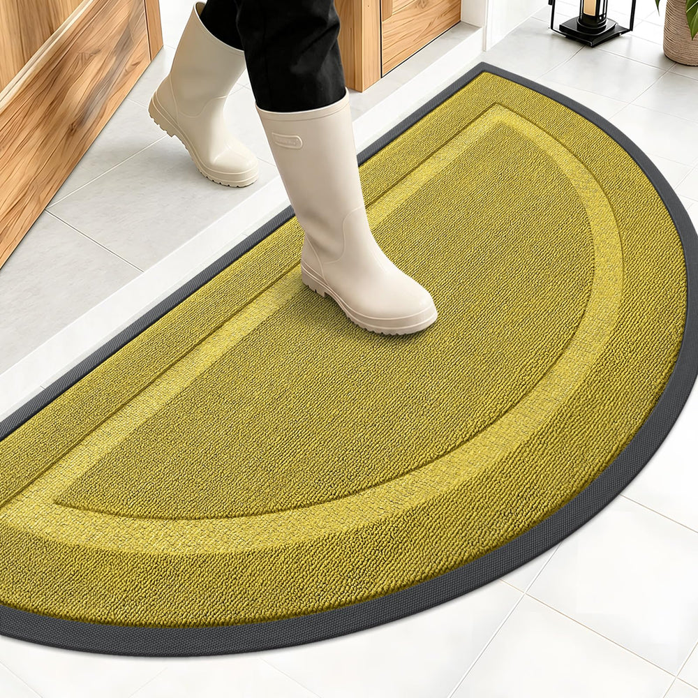 OLANLY Half Circle Door Mat front view in lime green