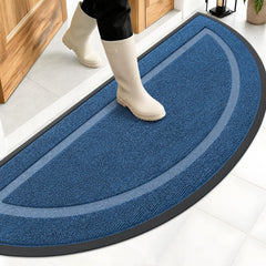 OLANLY Half Circle Door Mat light blue front view
