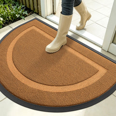OLANLY Half Circle Door Mat Tangerine Orange front view