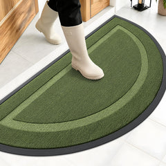 OLANLY Half Circle Doormat 47x23 front view, Classic Green