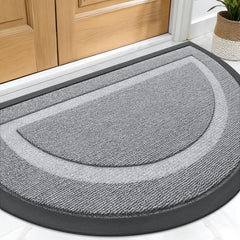 OLANLY Half Circle Doormat 59x34 Ash Gray front view