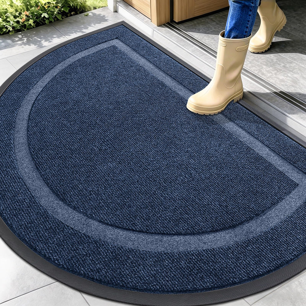 OLANLY Half Circle Doormat front view, blue color
