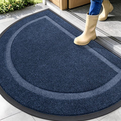 OLANLY Half Circle Doormat front view, blue color