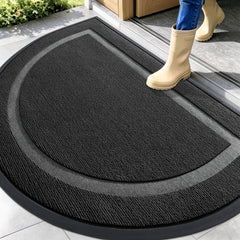 OLANLY Half Circle Doormat front view in black
