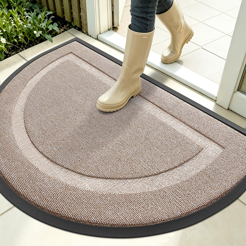 OLANLY Half Circle Doormat front view in camel colour