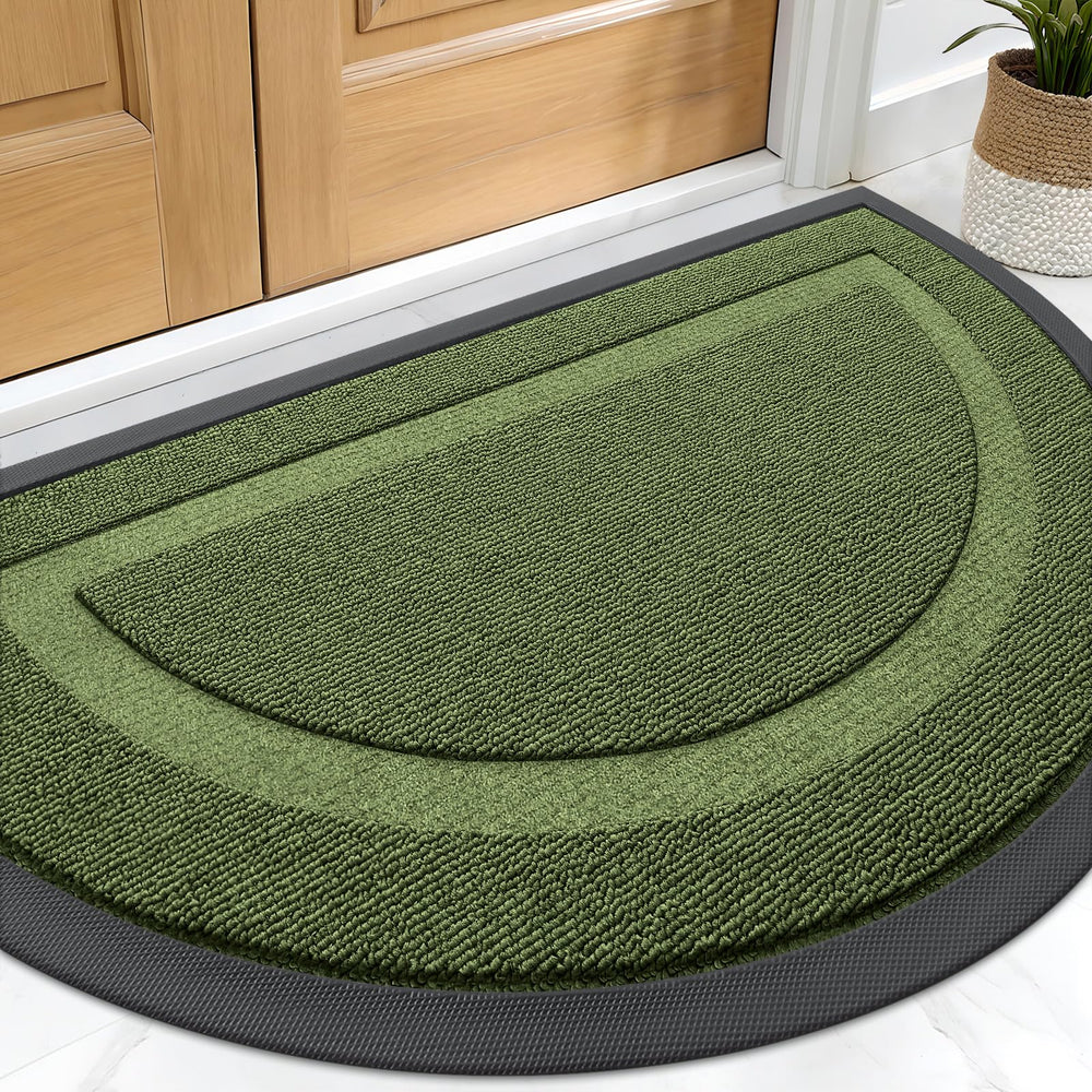 OLANLY Half Circle Doormat front view in Classic Green