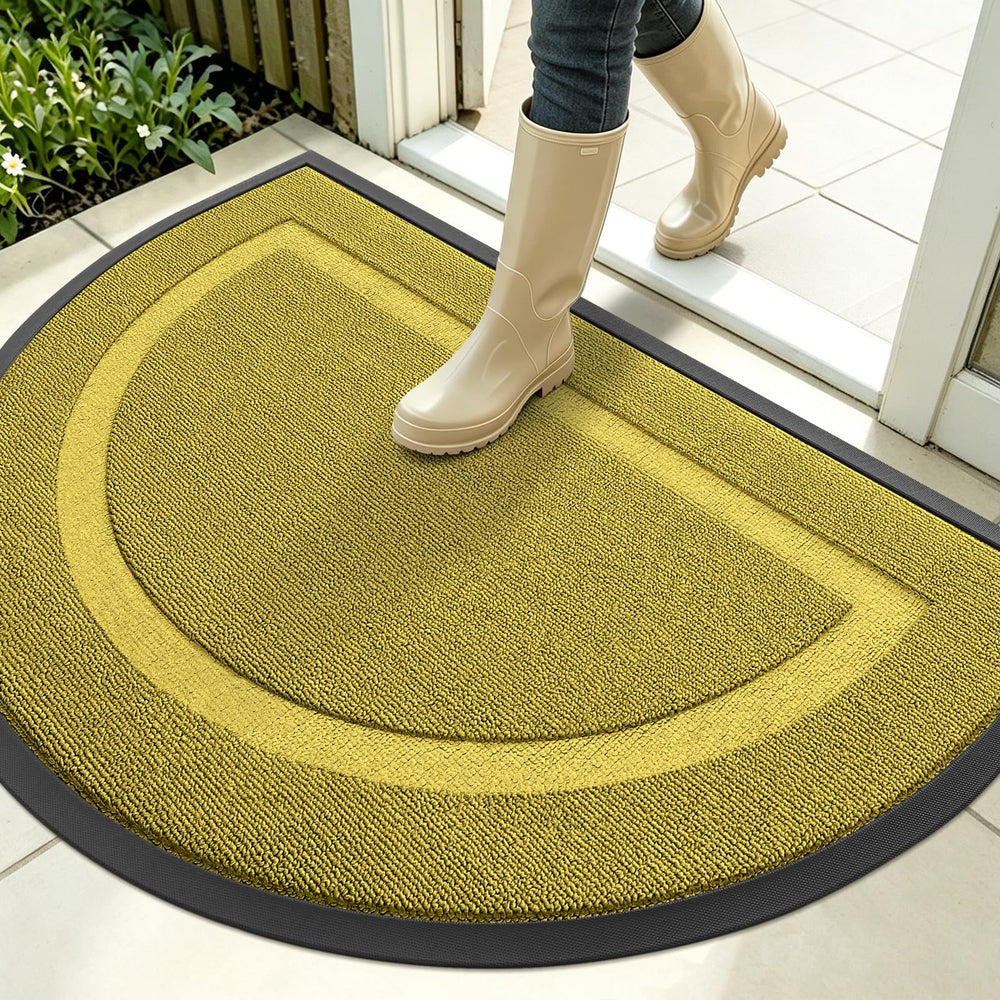 OLANLY Half Circle Doormat front view in lime green