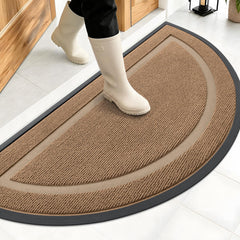 OLANLY Half Circle Doormat front view, light brown colour