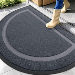 OLANLY Half Circle Doormat front view, light grey