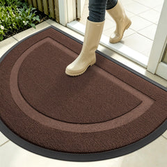 OLANLY Half Circle Front Door Mat chocolate brown front view