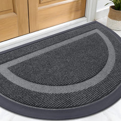 OLANLY Half Circle Front Door Mat Grey side view