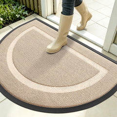 OLANLY Half Circle Front Door Mat in off-white, front view