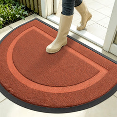 OLANLY Half Circle Front Door Mat vermillion red front view
