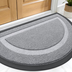 OLANLY Half Circle Outdoor Doormat front view, silver gray color
