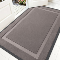 OLANLY Heavy-Duty Doormat front view in taupe
