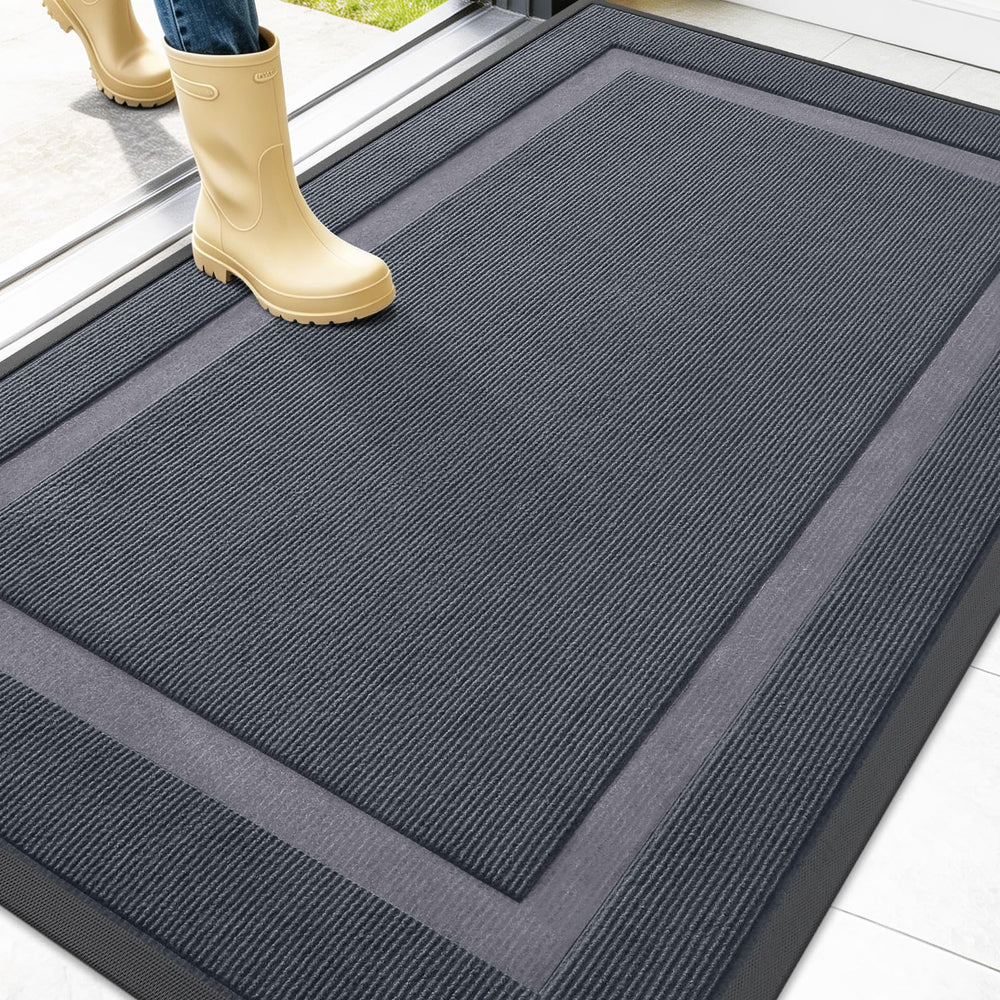 OLANLY Heavy-Duty Doormat Light Grey front view