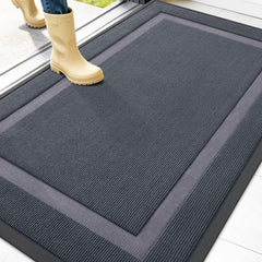 OLANLY Heavy-Duty Doormat Light Grey front view
