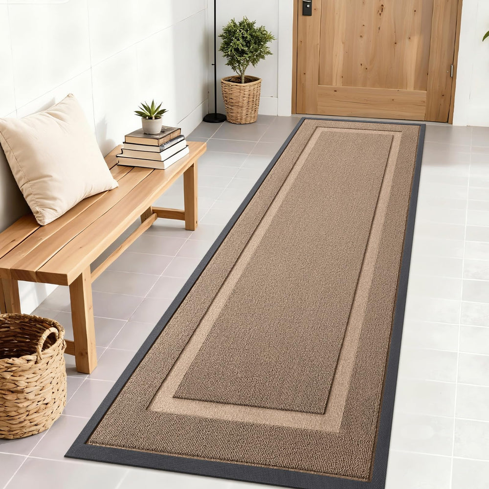 OLANLY Heavy-Duty Rubber Door Mat front view in mocha