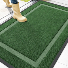 OLANLY Heavy-Duty Rubber Doormat 47x32 green front view