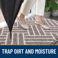 OLANLY Indoor Door Mat 48x32 khaki geometric pattern