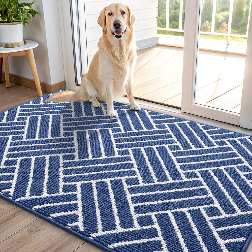 OLANLY Indoor Door Mat 48x32 navy front view