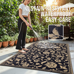OLANLY Outdoor Rug 5x8 ft displayed on a patio