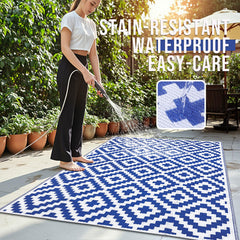 OLANLY Outdoor Rug 5x8 ft rolled up for easy transport