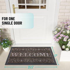 OLANLY Welcome Door Mat 36x24 side view with rubber backing