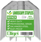 Oligei 50 Pack Garden Stakes U-Shaped Galvanized Steel front view