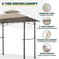 OLILAWN Grill Gazebo Canopy Roof installation process with corner pockets